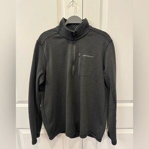 Eddie Bauer Sweater Mens Grey Hike Climb Camp Outdoors 1/4 Zip Pullover L
